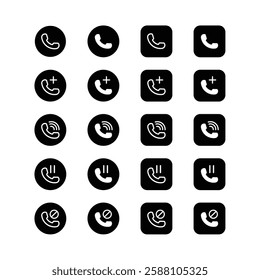 Black phone icons Telephone and Communication Line Icons,Phone icon set , mobile symbol isolated,call hold ,call black,ringing