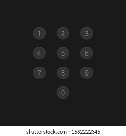 Black phone keyboard. Minimalistic style. Numbers from 0 to 9. Vector illustration.
