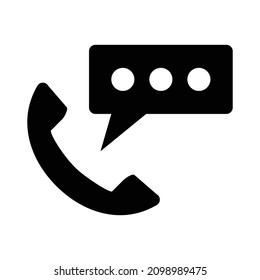 Black phone and message icon. Vector.