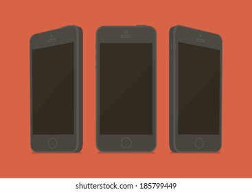 Black phone MockUp three sides Flat style