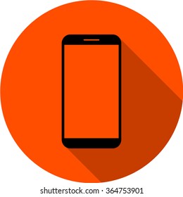 Black phone. Orange background.  With shadow side