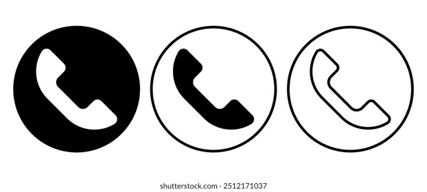 Black Phone vector Icon set, Isolate Call button, Smart phone, Contact symbol,  graphic elements, Mobile phone sign, Modern pictogram, Communication illustration, Vector stock, (Editable)