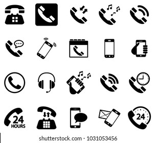 Black phone vector icons collection on white background