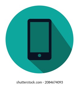 black phone vector illustration, phone icon with long shadow