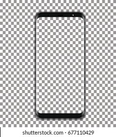 Black Phone Vector With Transparent Screen On Transparent Background