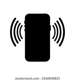 Black phone vibrating silhouette vector illustration on white background
