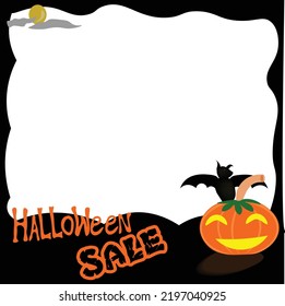 Black Photo Border Halloween Sale Marketing Tools Square Product Graphic Display Jack O Lantern Halloween Photo Frame