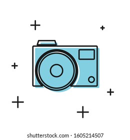 Black Photo camera icon isolated on white background. Foto camera icon.  Vector Illustration