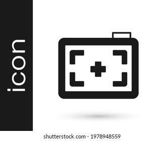 Black Photo camera icon isolated on white background. Foto camera. Digital photography.  Vector