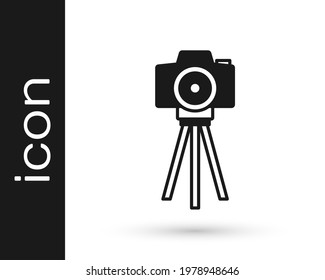 Black Photo camera icon isolated on white background. Foto camera. Digital photography.  Vector