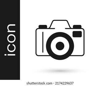 Black Photo camera icon isolated on white background. Foto camera. Digital photography.  Vector