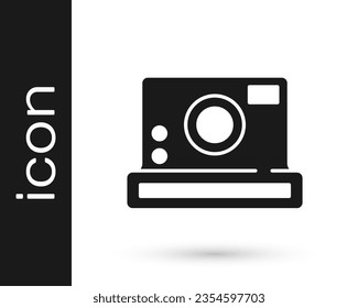 Black Photo camera icon isolated on white background. Foto camera icon.  Vector