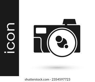 Black Photo camera icon isolated on white background. Foto camera icon.  Vector