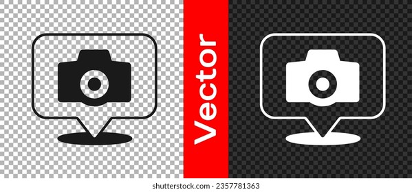 Black Photo camera icon isolated on transparent background. Foto camera. Digital photography.  Vector