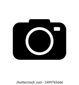 black photo camera icon vector isolated on white background  