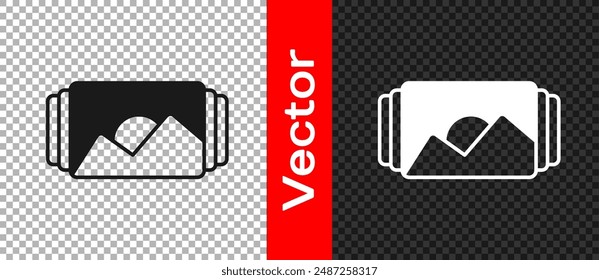 Icono de marco de foto negro aislado sobre fondo transparente. Marco de Fotos vacías de Antiguas.  Vector