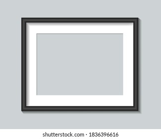 Black photo frame template. Vector illustration.