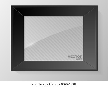 Black photo frame. Vector illustration.
