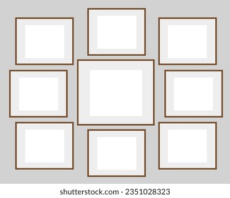 Black photo frames collage, decor mock up, new collections 
