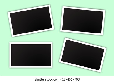 Black photo in modern style on green background. Vector design template. Scrapbook design. Vintage print. Stock image.