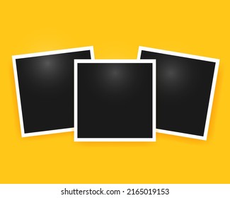 papel de foto negro con marcos blancos en la pared amarilla. Vector