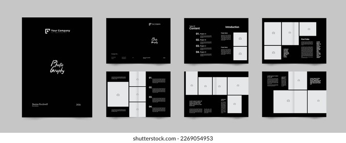 black photography album brochure portfolio layout template