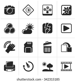 Black Photography And Camera Function Icons  - Vector Icon Set