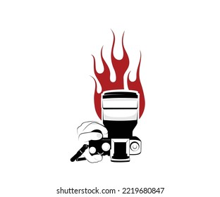 black photography and fire logo