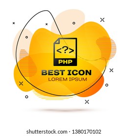 Black PHP file document icon. Download php button icon isolated on white background. PHP file symbol. Fluid color banner. Vector Illustration