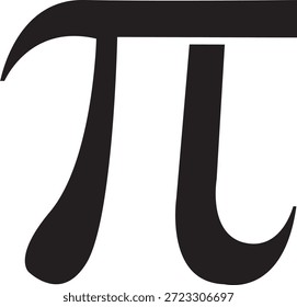 Ilustración vectorial de silueta constante matemática Pi negra. Icono minimalista de STEM para educación, ingeniería y ciencia aislado sobre fondo blanco. Gráfico académico para eventos del Día de Pi, vinilos decorativos para el salón de clases y cortes de vinilo.