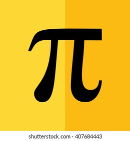 Black Pi sign vector icon. Yellow background