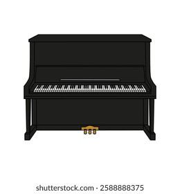 Black piano on white background. Vector