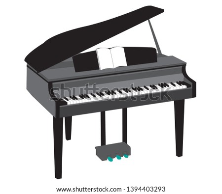 black piano vector and book with white background