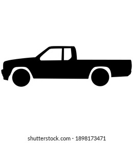 Black pick up car silhouette on white background.vector illustration.
