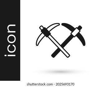 Black Pickaxe icon isolated on white background.  Vector