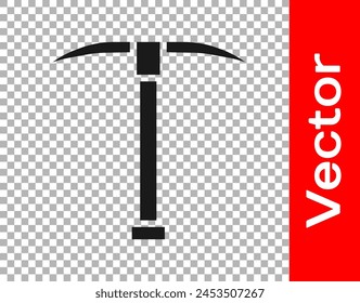 Black Pickaxe icon isolated on transparent background.  Vector Illustration