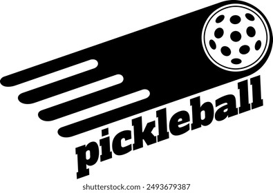 Black PickleBall Graphic Logo Design. Vector Hand Drawn Illustration Isolated On Transparent Background
