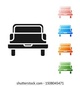 Black Pickup truck icon isolated on white background. Set icons colorful. Vector Illustration