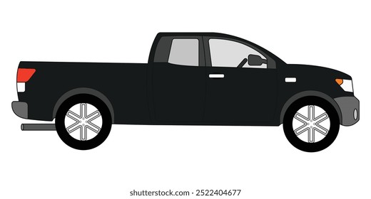 Black Pickup truck isolated on background. Pickup Truck Isolated (side view) Car pickup 4x4.