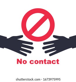 Black pictogram do not contact. Silhouette icon No handshake. Red prohibition sign. Precautions and prevention of coronavirus disease. No physical contact. Warning dangerous infection on hands. Vector