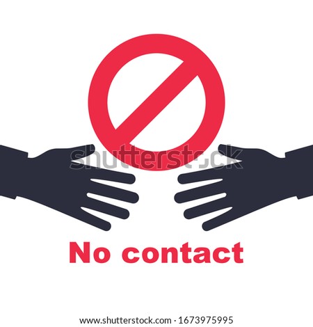 Black pictogram do not contact. Silhouette icon No handshake. Red prohibition sign. Precautions and prevention of coronavirus disease. No physical contact. Warning dangerous infection on hands. Vector