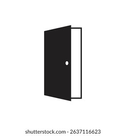A black pictogram of an open door.