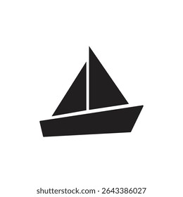 A black pictogram of a sailboat.