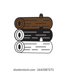 A black pictogram of a wood log set
