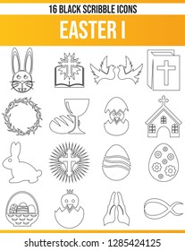Black pictograms / icons for Easter. This icon set is perfect for creative people and designers who need the theme of Easter in their graphic designs.