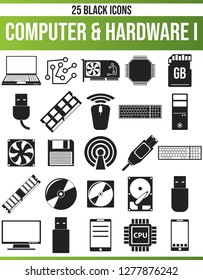 Black pictograms / icons on computer. This icon set is perfect for creative people and designers who need the hardware issue in their graphic designs.
