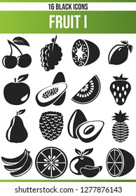 Black pictograms / icons on fruit. This icon set is perfect for creative people and designers who need the theme of fruit in their graphic designs.
