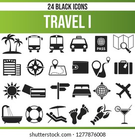 Black pictograms / icons on holiday. This icon set is perfect for creative people and designers who need the theme of traveling in their graphic designs.
