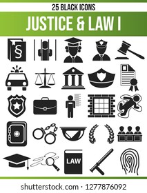 Black pictograms / icons on justice. This icon set is perfect for creative people and designers who need the issue of law in their graphic designs.

