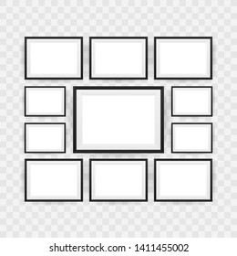 Black Picture Frame Isolated Background. Vector stock illustration.